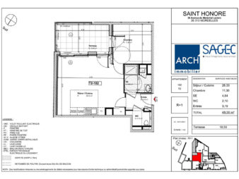 Appartement à vendre à Mordelles – 2 pièces – 49.56 m² – 15 minutes de Rennes